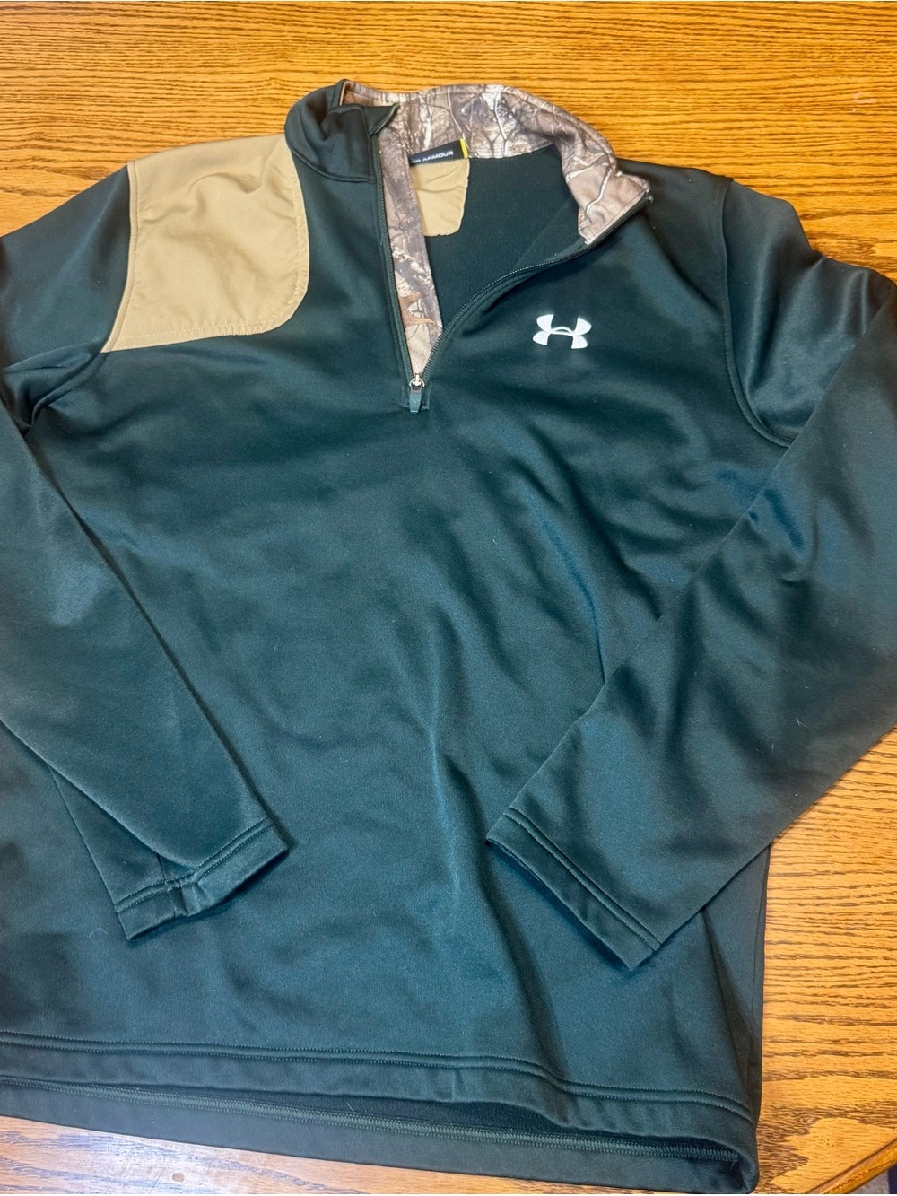 Under Armour Men’s Black Quarter-Zip Pullover with Tan Shoulder Accent